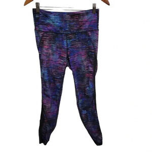Athleta Multicolor Striped Leggings High Waisted Cropped Small